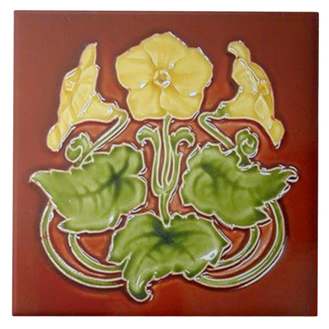 Jugendstil-Dekorationskamin im Tile-Art-Stil Fliese (Vorderseite)