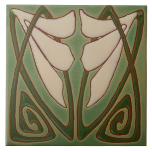 Jugendstil-Dekorationskamin im Tile-Art-Stil Fliese