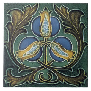 Jugendstil-Dekorationskamin im Tile-Art-Stil Fliese