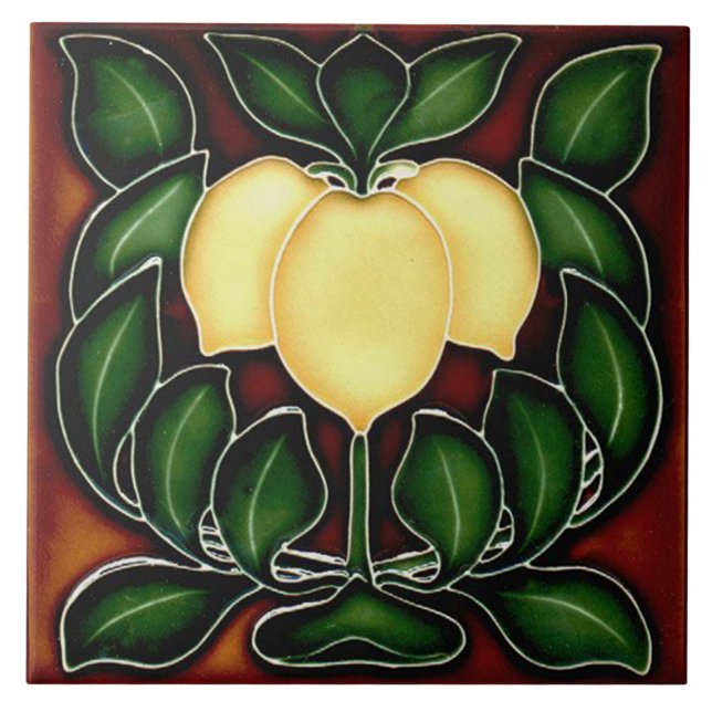 Jugendstil-Dekorationskamin im Tile-Art-Stil Fliese (Vorderseite)