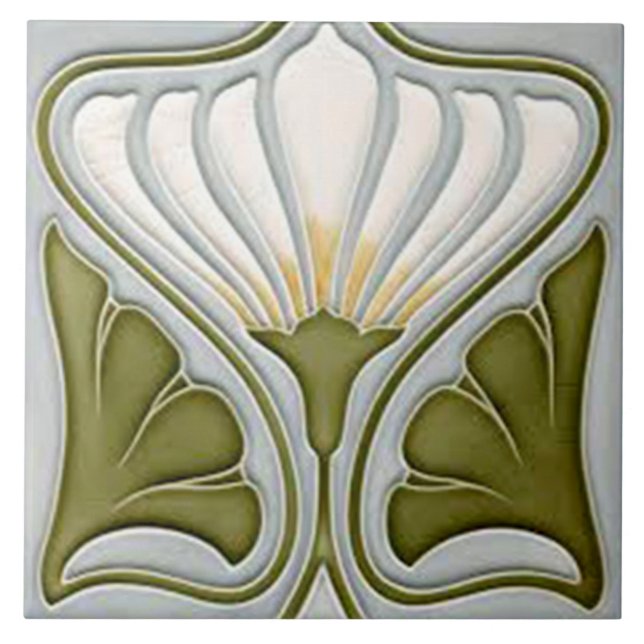Jugendstil-Dekorationskamin im Tile-Art-Stil Fliese (Vorderseite)