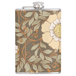 Jugendstil: Dekorative Blumen Vintage. Flachmann