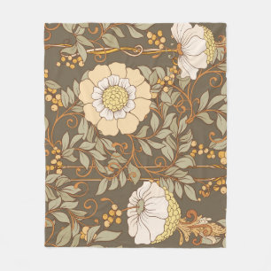 Jugendstil: Dekorative Blumen Vintage. Fleecedecke