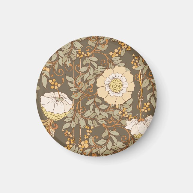 Jugendstil: Dekorative florale Vintag. Magnet (Vorne)