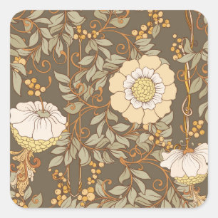 Jugendstil: Dekorative florale Vintag. Quadratischer Aufkleber