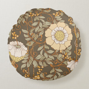 Jugendstil: Dekorative florale Vintag. Rundes Kissen