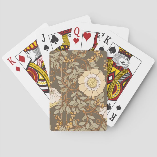 Jugendstil: Dekorative florale Vintag. Spielkarten (Rückseite)