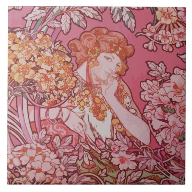 Jugendstil-Design Keramik Foto Tile Fliese (Vorderseite)