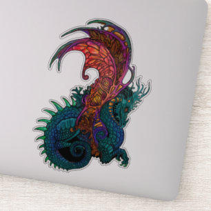 Jugendstil-Drache in Farbe Aufkleber