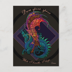Jugendstil-Drache mit lateinischem Motto Postkarte