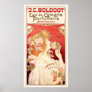 Jugendstil-Duftwerbung mit Rose Poster