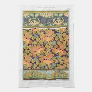 Jugendstil Eichhörnchen Verneuil Herbst Textilkuns Geschirrtuch