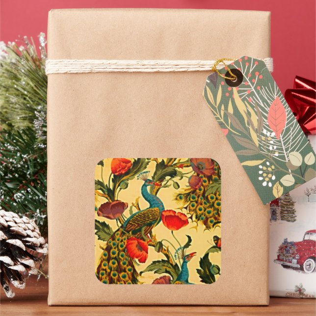 Jugendstil-Elegance: Sidewall, The Peacock, 1896 Quadratischer Aufkleber (Feiertag)