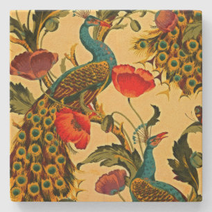 Jugendstil-Elegance: Sidewall, The Peacock, 1896 Steinuntersetzer