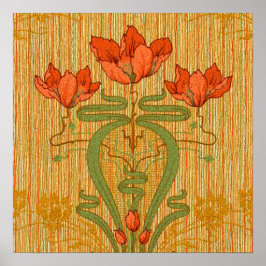 Jugendstil elegante Blumenmohn-Blume viktorianisch Poster