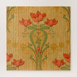 Jugendstil elegante Blumenmohn-Blume viktorianisch Puzzle