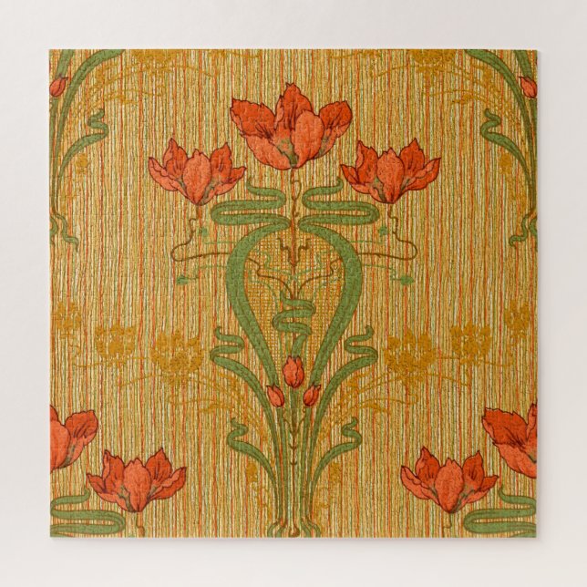 Jugendstil elegante Blumenmohn-Blume viktorianisch Puzzle (Vertikal)