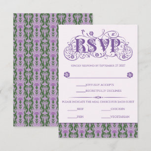 Jugendstil Elegante Distel Flieder RSVP Karte