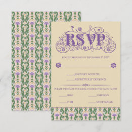 Jugendstil Elegante Distel Vintage Gelb RSVP Karte