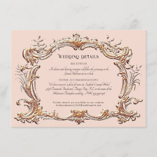 Jugendstil Elegante Hochzeitsdetails Rosa und Gold Begleitkarte