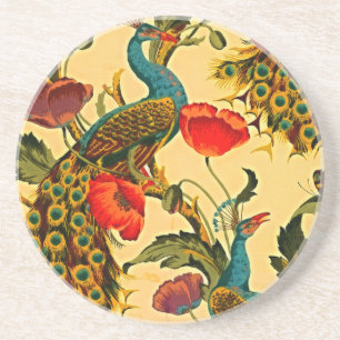 Jugendstil-Eleganz: Seitenwand, Der Pfau, 1896 Getränkeuntersetzer