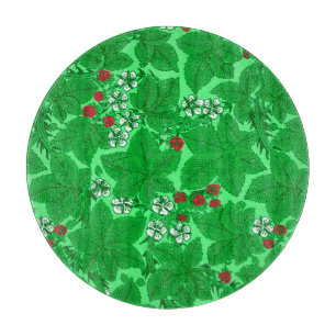 Jugendstil-Erdbeeren und Blätter, Limettengrün Schneidebrett
