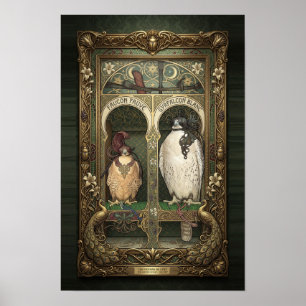 Jugendstil-Falke - Raubvogel-Wandkunst Poster
