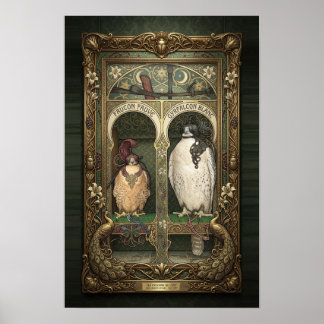 Jugendstil-Falke - Raubvogel-Wandkunst Poster