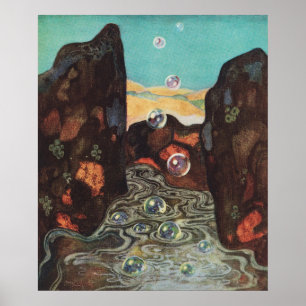 Jugendstil-Fantasieblasen in Canyondekoration Poster