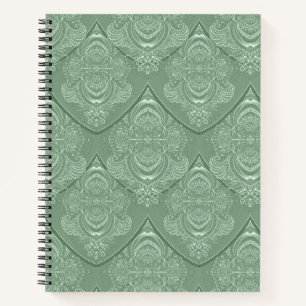 Jugendstil-Feder-Muster in Grün Notizbuch