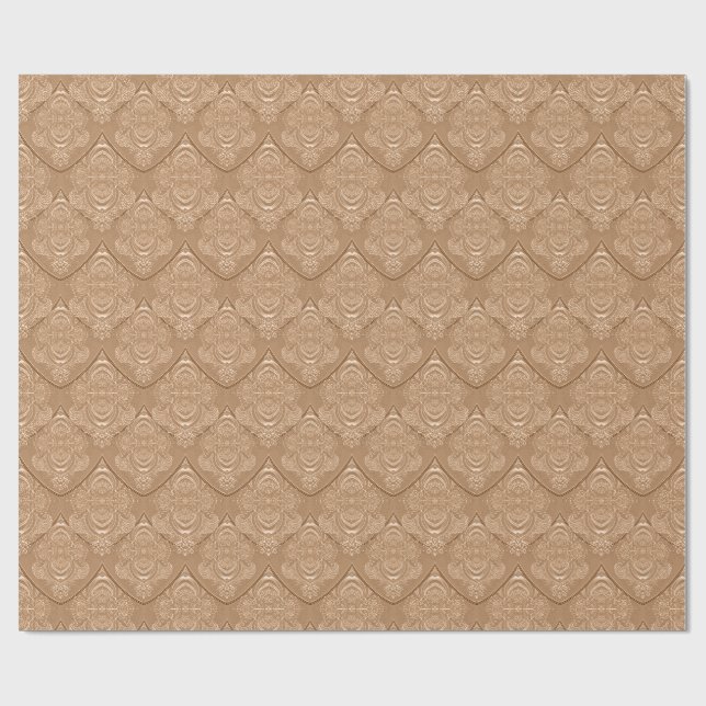 Jugendstil-Feder-Muster in Hellorange Geschenkpapier (Flach)