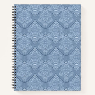 Jugendstil-Feder-Muster in Staubblau Notizbuch