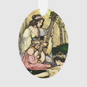 Jugendstil-Feenmusiker Vintage-Illustration Ornament