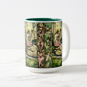 Jugendstil-Feenmusiker Vintage-Illustration Zweifarbige Tasse