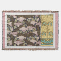 Jugendstil-Fledermäuse und Campanulas blühende Tex