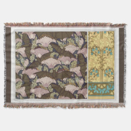 Jugendstil-Fledermäuse und Campanulas blühende Tex Decke