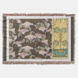 Jugendstil-Fledermäuse und Campanulas blühende Tex Decke