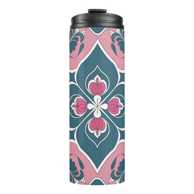 Jugendstil-Fliesen-Blumenmuster Thermosbecher (Vorderseite)