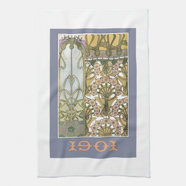 Jugendstil floral Vintag viktorianisch Geschirrtuch (Vertikal)