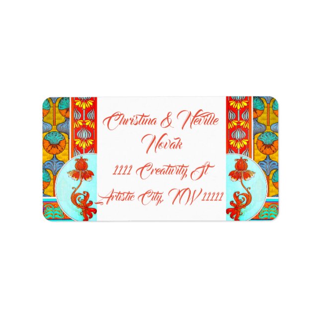 Jugendstil florale Vintage Blume viktorianisch Adressaufkleber (Vorne)