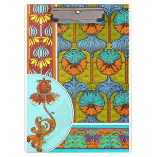 Jugendstil florale Vintage Textilkunst verneuil Klemmbrett