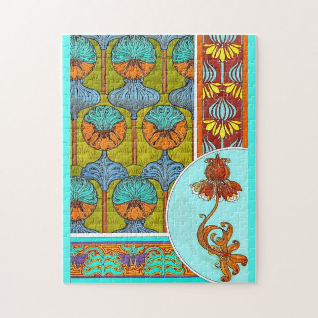 Jugendstil florale Vintage Textilkunst verneuil Puzzle (Vertikal)