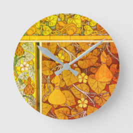 Jugendstil florales Gourmet elegantes fallorange g Runde Wanduhr