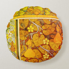 Jugendstil florales Gourmet elegantes fallorange g Rundes Kissen