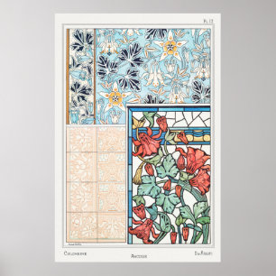 Jugendstil florfarbenes Glas und Fliesenkunst Poster