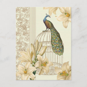 Jugendstil französische Lilie Vintage-Vogelkäfig P Postkarte