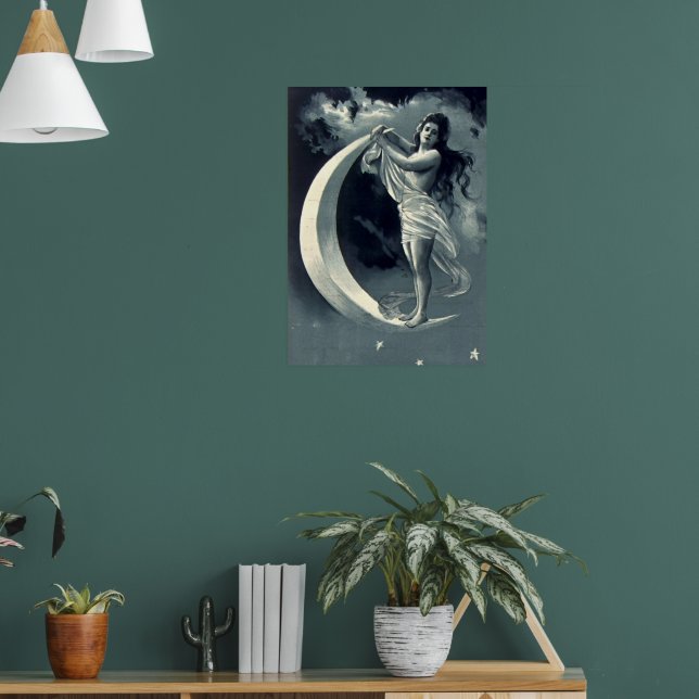 Jugendstil-Frau auf dem Halbmond Poster (Wohnzimmer 1)