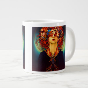 Jugendstil-Frau Combo Tasse, 15 oz Tasse
