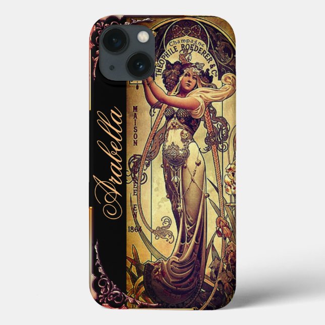 Jugendstil-Frau elegante Werbung Case-Mate iPhone Hülle (Rückseite)