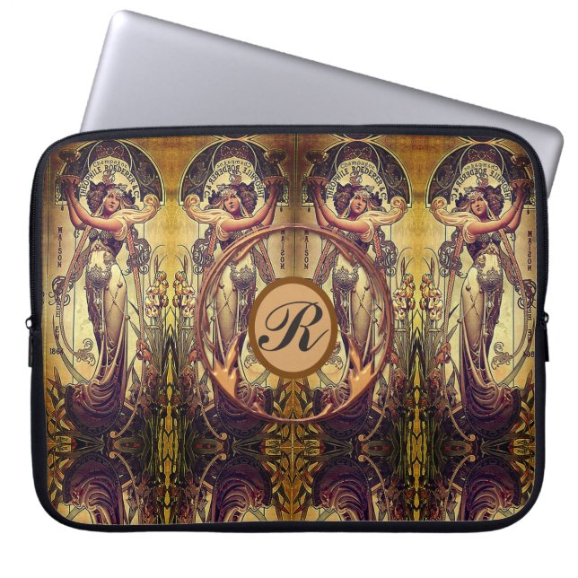 Jugendstil-Frau elegante Werbung Laptopschutzhülle (Vorderseite)